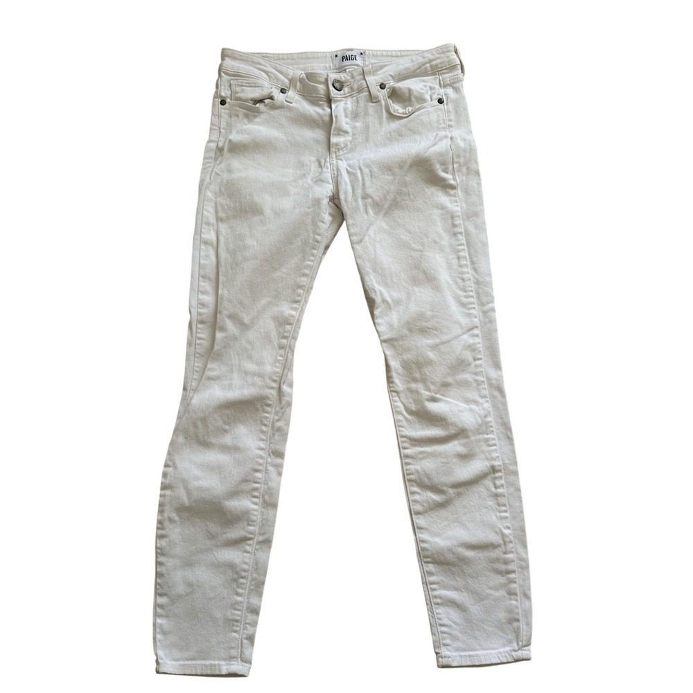 Paige Womens White Skinny Jeans Mid Rise Stretch Denim Size 28 Solid White